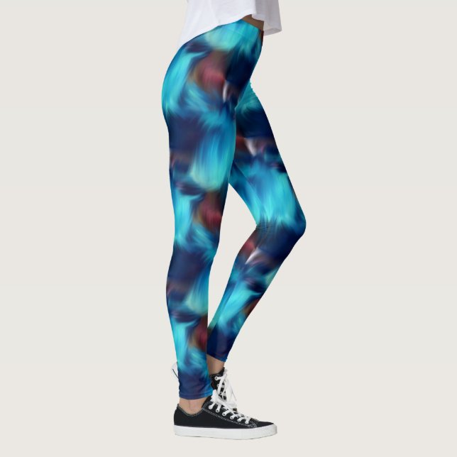 Legging Padrão de Traços de Pincel Abstrato Azul (Direita)