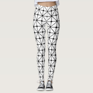 Legging Padrão de trava branca preta