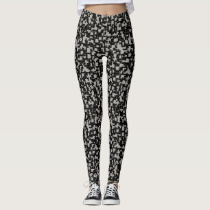 Legging Padrão de Trendy de Cinza Branca Negra