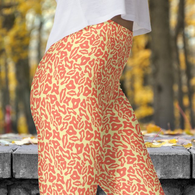 Legging Padrão de Trendy Red e Cream (Trendy Red and Cream Pattern Leggings)