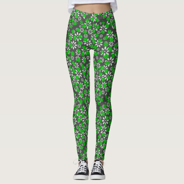 Legging Padrão de trevo 01w Dgrey BG (Frente)