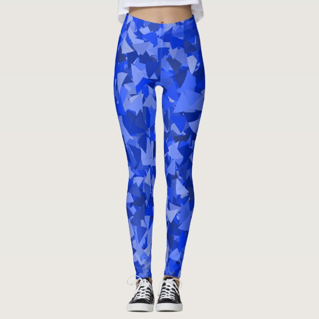 Legging Padrão de Triângulo Azul (Frente)
