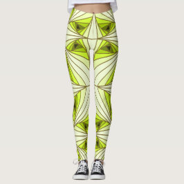 Legging Padrão de triângulo de bloqueio verde vibrante