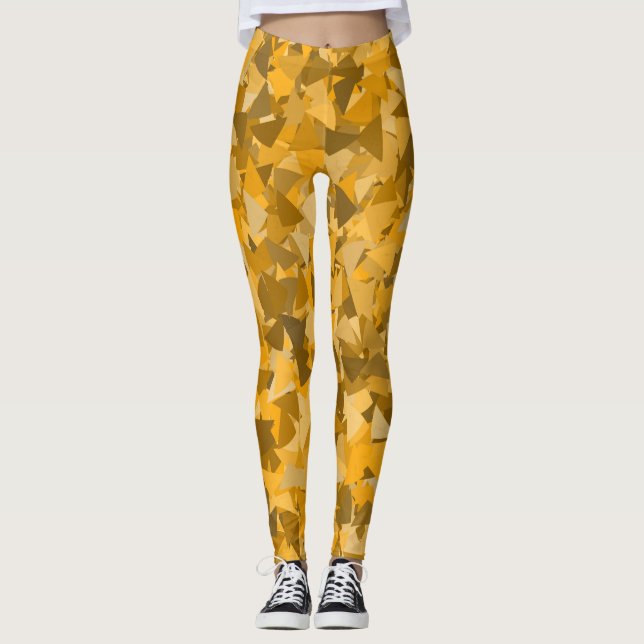Legging Padrão de Triângulo Laranja Marrom (Frente)
