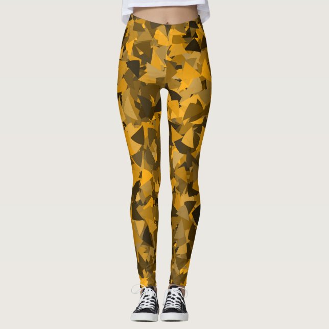 Legging Padrão de Triângulo Laranja Marrom (Frente)