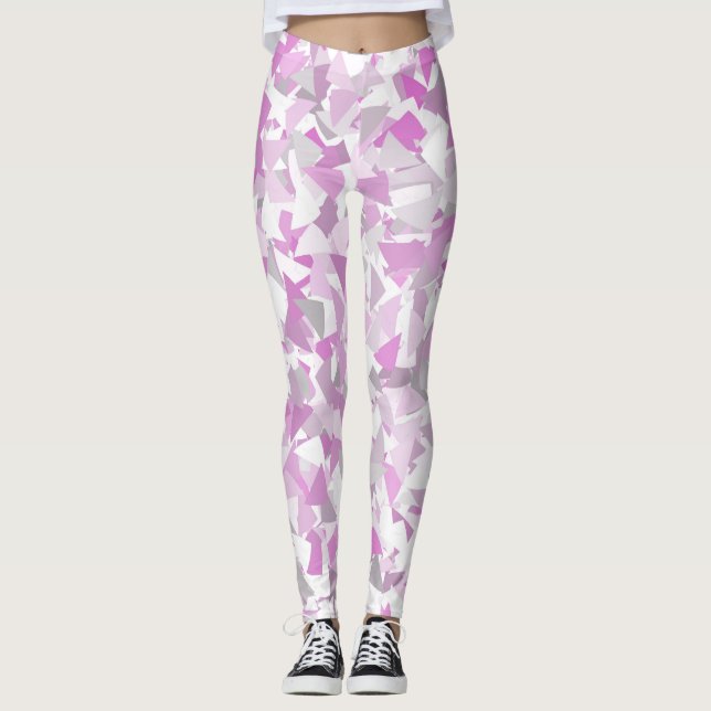 Legging Padrão de Triângulo Rosa Roxo (Frente)