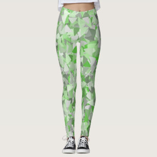 Legging Padrão de Triângulo Verde Cinza