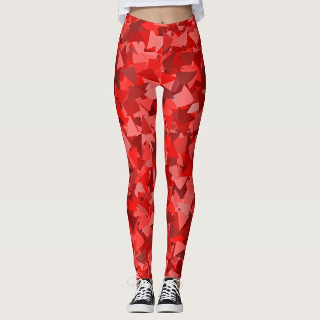 Legging Padrão de Triângulo Vermelho (Frente)