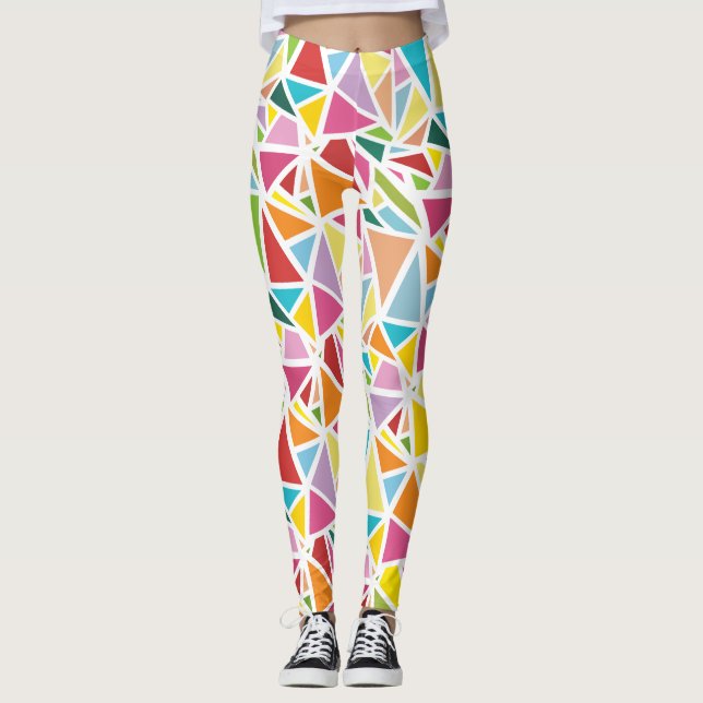 Legging Padrão de triângulos coloridos (Frente)