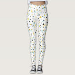 Legging Padrão de triângulos geométricos azul e amarelo<br><div class="desc">Leggings modernas,  gráficas e únicas que apresentam triângulos pretos,  amarelos e azuis. Outras cores estão disponíveis.</div>