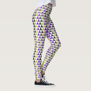 Legging Padrão de triângulos - lilás verde preto + suas co