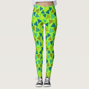 Legging Padrão de triângulos retrô de neon do anos 80/90