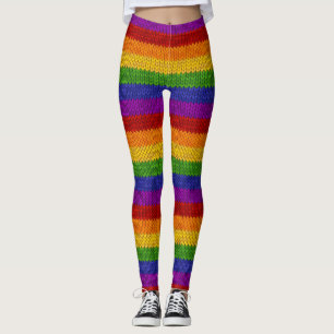 Legging Padrão de tricô a cores do arco-íris LGBT