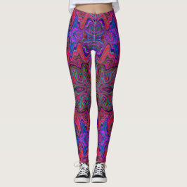 Legging Padrão de Triquete Vermelho Azul e Arco-Íris
