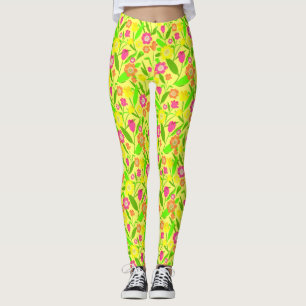 Legging Padrão de Tulipas Amarelas