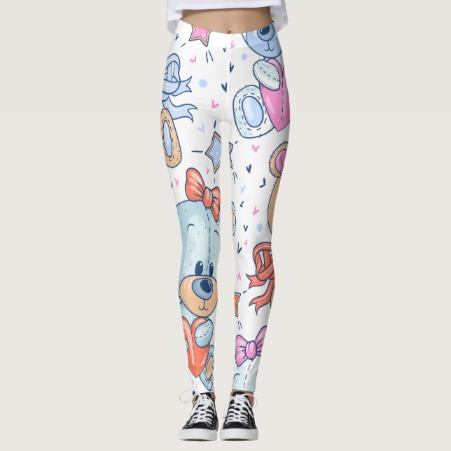 Legging Padrão de ursinho de pelúcia (Frente)