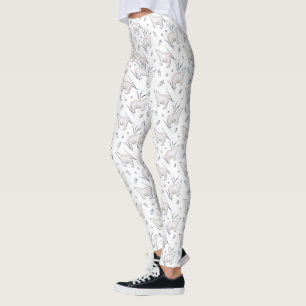 Legging Padrão de Urso Polar de Inverno em Aquarela