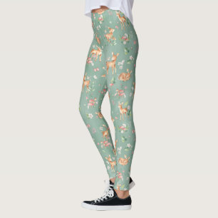 Legging Padrão de Veado de Cores Aquáticas Cutas