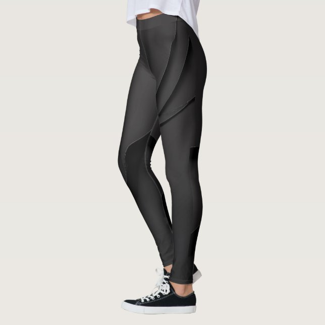 Legging Padrão de veia de folha preta (Esquerda)