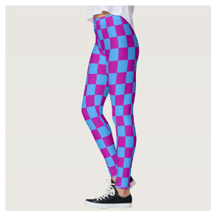 Legging Padrão de Verificação Azul Roxo Verificado