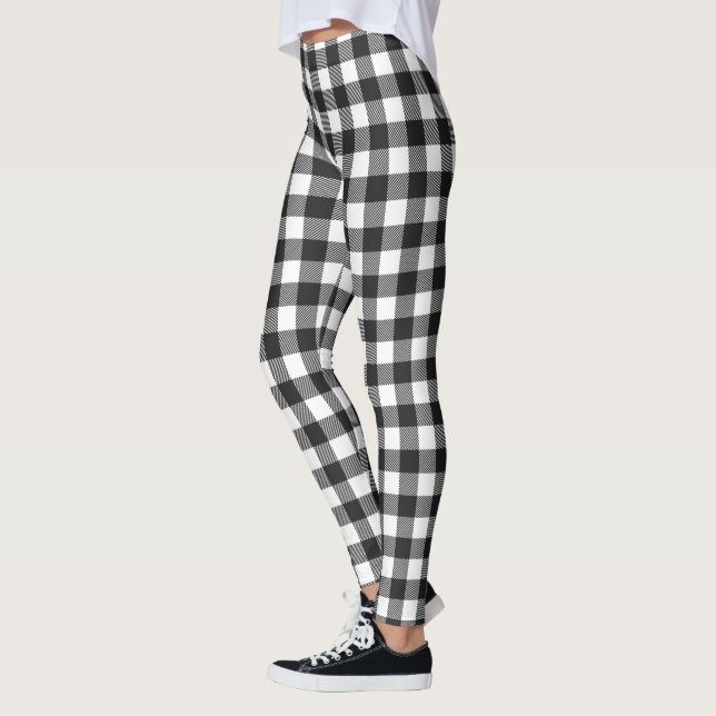 Legging Padrão de Verificação de Buffalo de Xadrez Negra (Esquerda)