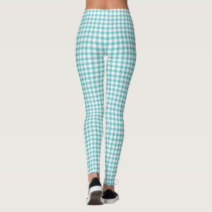 Legging Padrão de Verificação de Gingham Verde Pastel