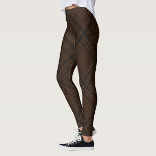 Legging Padrão de Verificação de Glen Preto-Marrom