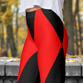 Legging Padrão de Verificação de Harlequin Vermelho e Negr