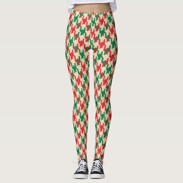 Legging Padrão de verificação de houndstooth, design de de (Frente)