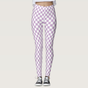 Legging Padrão de Verificação Roxo e Branco