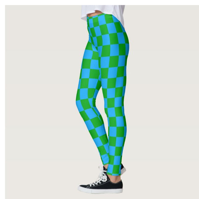 Legging Padrão de Verificação Verde Azul (Criador carregado)