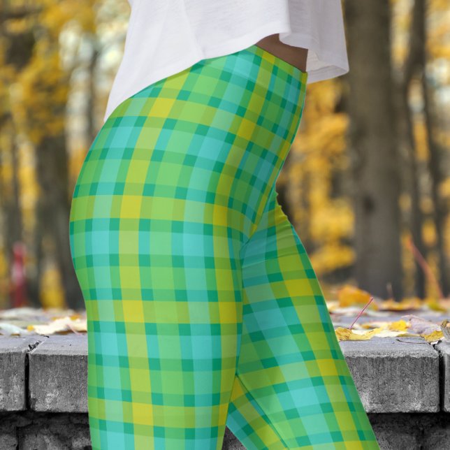 Legging Padrão de Verificação Verde Bonito (Cute Green Check Pattern Leggings)