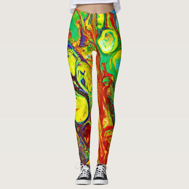 Legging Padrão de vibração colorida (Frente)