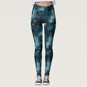 Legging Padrão de Vida Marinha de Água-viva Submarina da M