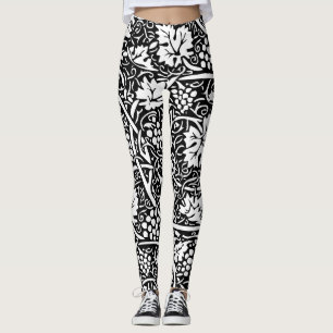 Legging Padrão de videira preta e branca de William Morris