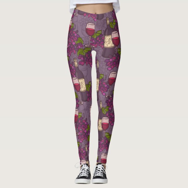 Legging Padrão De Vinho De Uva (Frente)