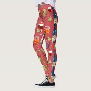 Legging Padrão de Vinho e Uva