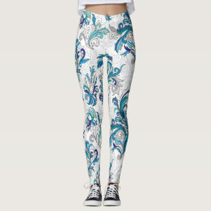 Legging Padrão de Vintagem da Porta Floral Pastel.