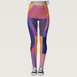 Legging Padrão de Vintagem Geométrica de abstrato Multicol