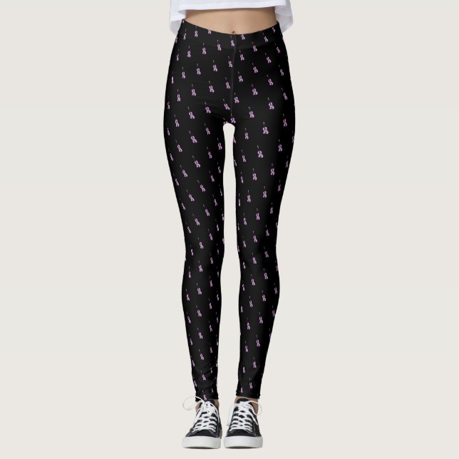Legging Padrão de Violino Rosa (Frente)