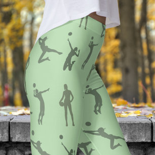 Legging Padrão de Voleibol das Mulheres Verdes na moda