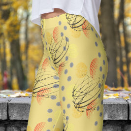 Legging Padrão de Vortex Atômica Amarelo-Chic