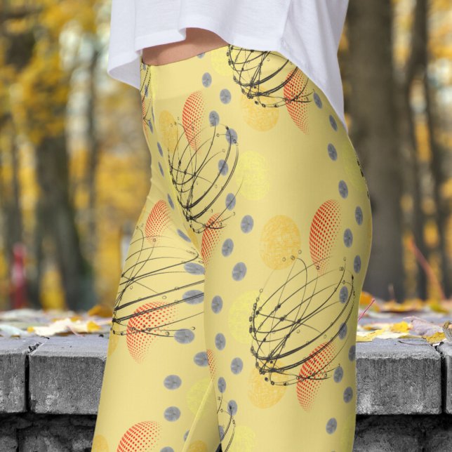 Legging Padrão de Vortex Atômica Amarelo-Chic (Buff Yellow Atomic Vortex Leggings)