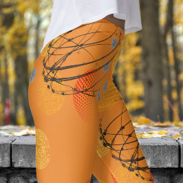 Legging Padrão de Vortex Atômica Laranja Chic