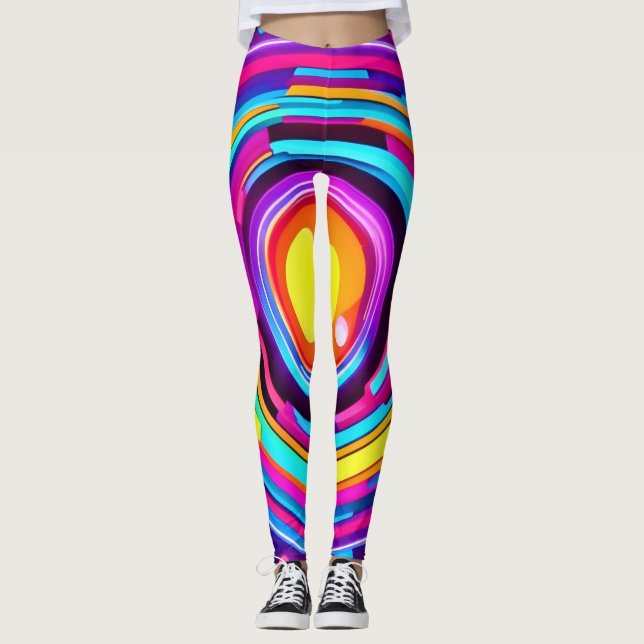 Legging Padrão de Vórtex Neon Circle (Frente)