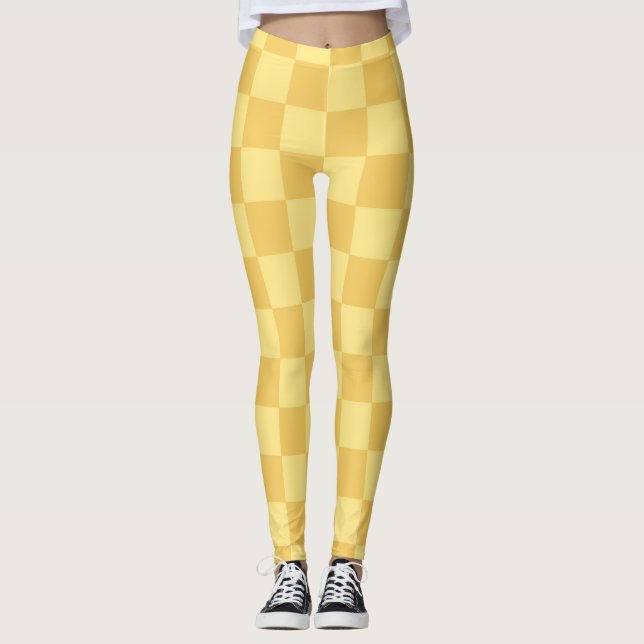 Legging Padrão de Xadrez Amarelo (Frente)