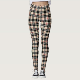 Legging Padrão de Xadrez Chic Thompson Camel Tartan