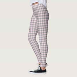 Legging Padrão de Xadrez de Cinza de Rosa claro Búfalo