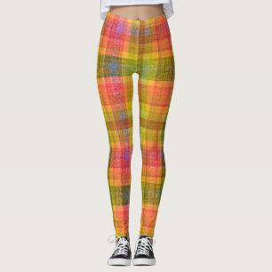 Legging Padrão de Xadrez de Cores do Lápis Vibrante