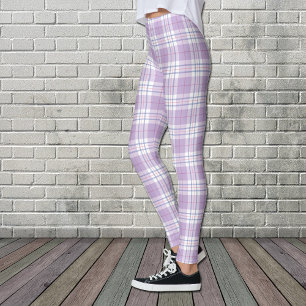 Legging Padrão de Xadrez de Primavera de Tartan de Lavanda